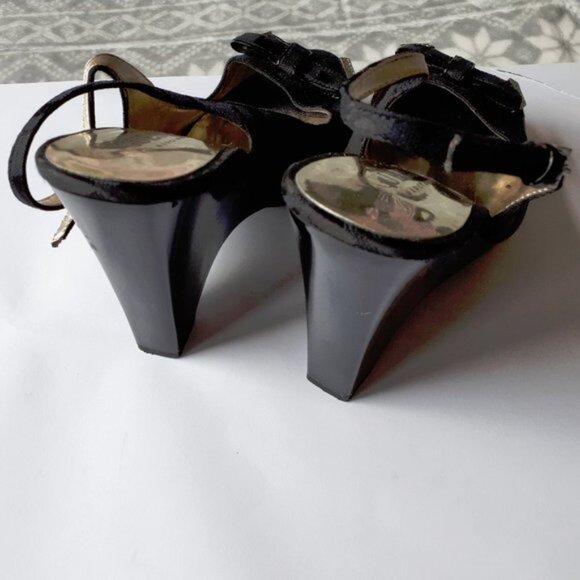 Guess black fabric open back wedge sandal shoe 6 - Picture 6 of 14